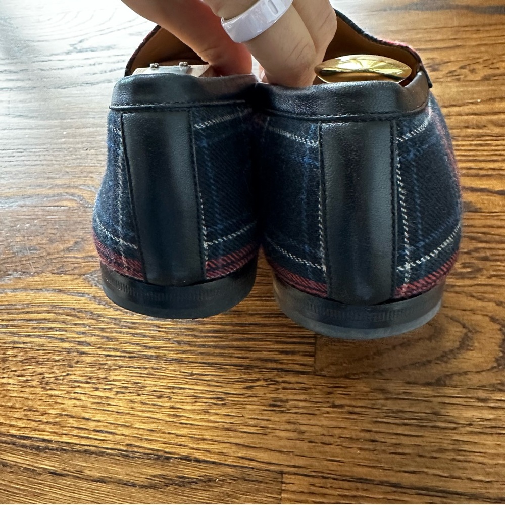 Authentic Men’s Gucci Jordaan Tartan Red & Blue Loafers - Picture 5 of 12